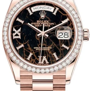 Rolex Day-Date 36 Rose Gold Diamond Bezel Eisenkiesel Diamond Dial (128345RBR)